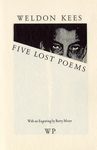 Five lost poems by Weldon Kees, Weldon