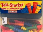 Tall-stacker pegs & pegboard set for pegging, stacking, designing and math.